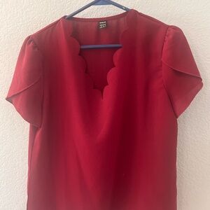 SHEIN Red Short Sleeve Blouse